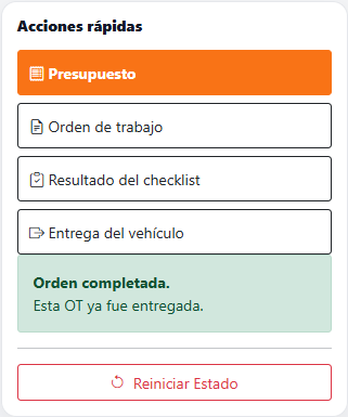 Documentos disponibles para una orden